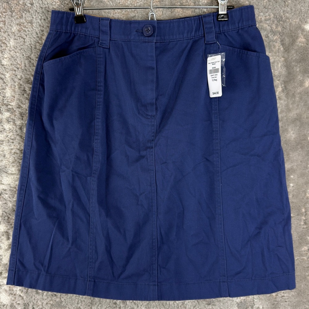 New L.L.Bean Size 12 Easy Stretch Twill Classic Fit Skirt Dusty Navy Women